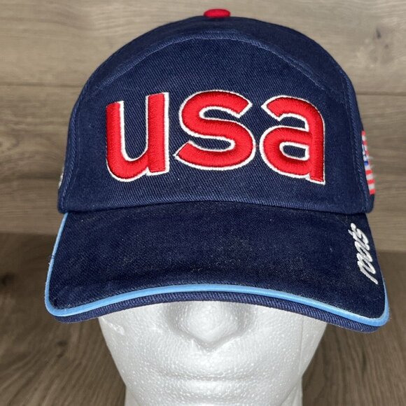 Roots Hat Blue Ball Cap 2002 Winter Olympic Games Team USA Cotton Hook N Loop - Picture 2 of 12